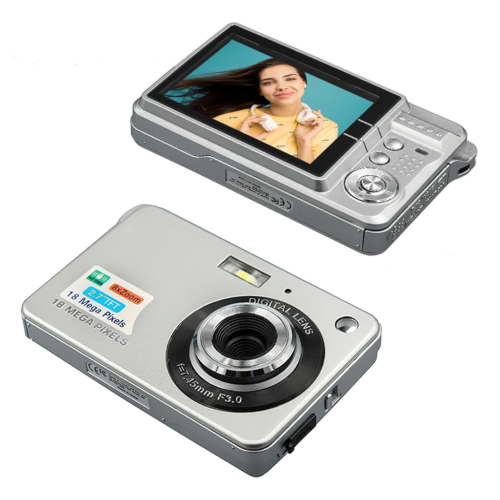 720P Digital Camera Video Camcorder 48MP Photo 8X Zoom Anti-shake 2.7 Inch Large TFT Screen Battery Carry Bag USB for Kids Teens