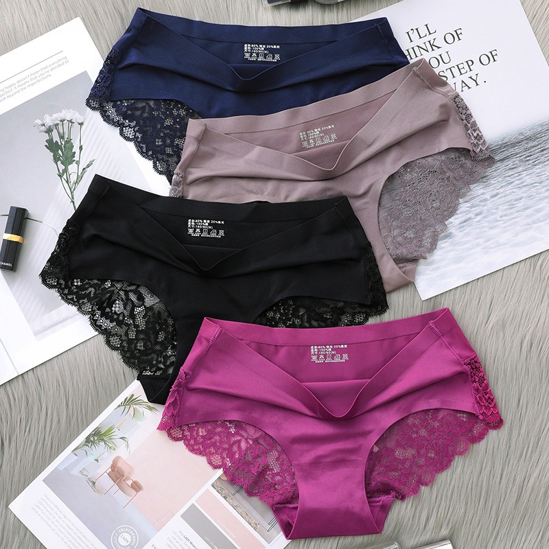 Women Ice Silk lace One Piece Seamless Panties Seluar Dalam Wanit Cmfortable Women Clothing Underwear