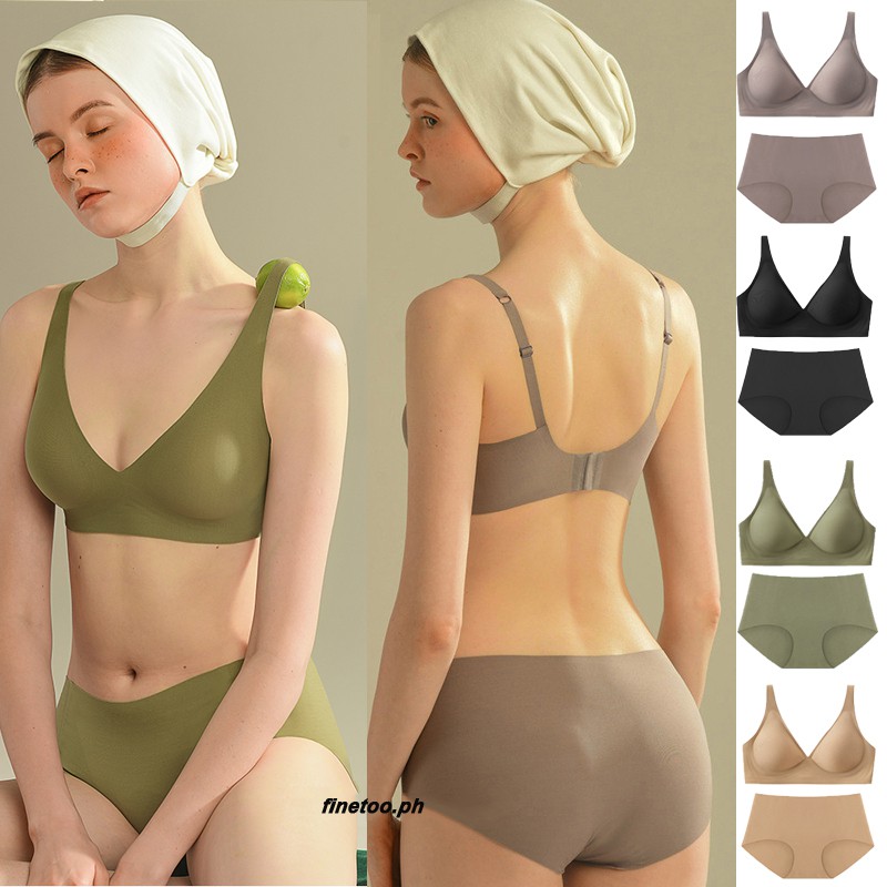 FINETOO Japanese SUJI Invisible-button black-technology bra jelly Deep-V seamless adjustment Bra women no-wire underwear