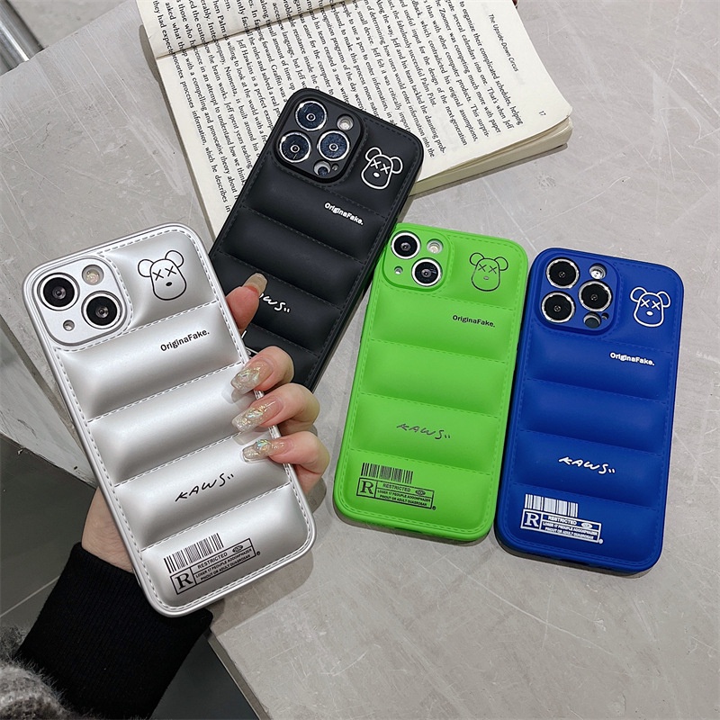 Cartoon Down Jacket Phone Case Phone Case 11PROMAX Down Jacket Cartoon Ghost 12 Straight Edge XS Silicone All-Inclusive Shock-resistant Soft Suitable for Apple 13