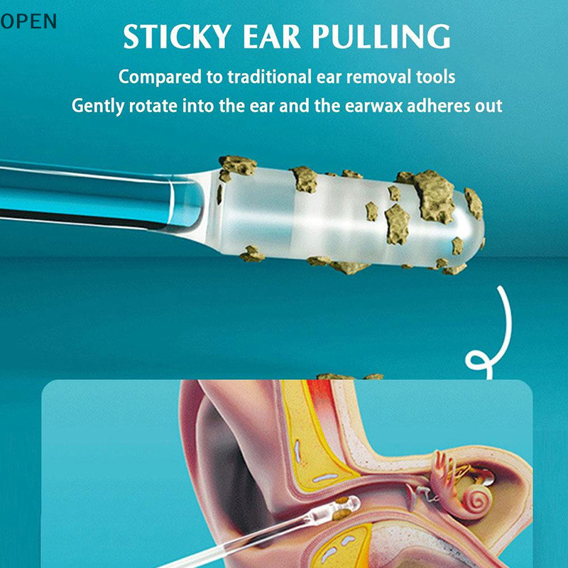 OP Disposable Sticky Ear Swabs Pick Reusable Ear Cleaner Soft Silicone Ear Wax Removal Tool Earwax Remover For Olders Adult Kid SG