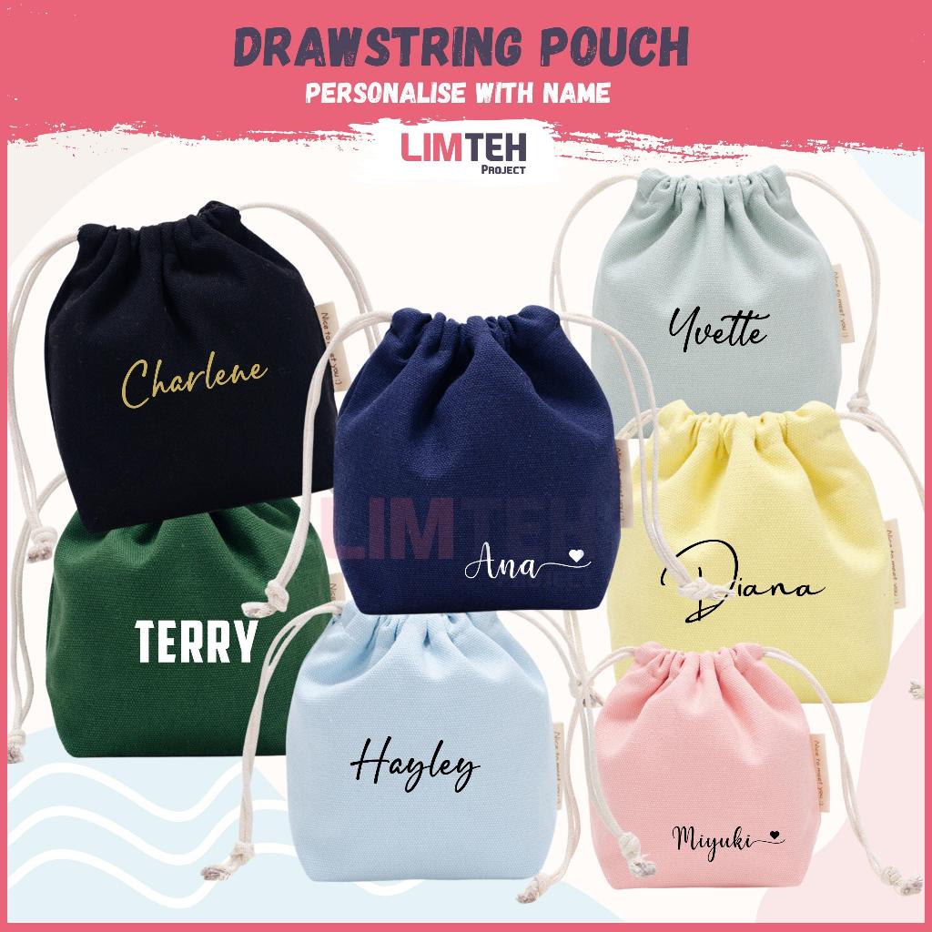 Personalised Cotton Linen | Drawstring Canvas Pouch | Travel Clothing | Storage Bag Cosmetic Storage Pouch | Xmas Gift